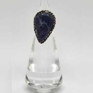 Lapis Lazul large natural stone ring.  Size 6.  Sterling silver unmarked